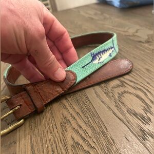 Smathers & Branson needlepoint belt for kids in Green Marlin color great shape
